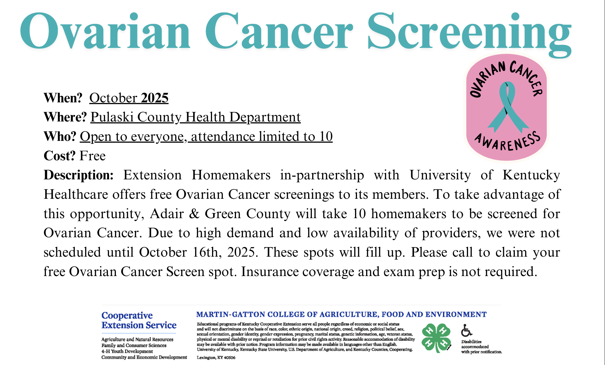 Ovarian Cancer Screening